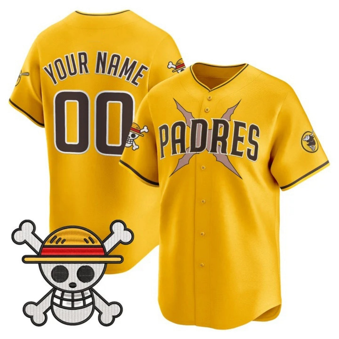 Custom San Diego Padres x One Piece Gold RONA Vapor Premier Limited Jersey - Stitched
