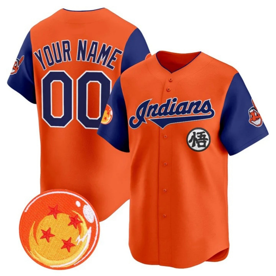 Custom Cleveland Indians x Dragon Ball Royal Orange RONA Vapor Premier Limited Jersey - All Stitched