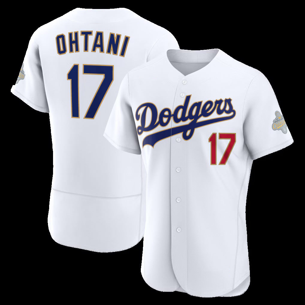 Los Angeles Dodgers #17 Shohei Ohtani White RONA 2026 Gold Collection Authentic Jersey
