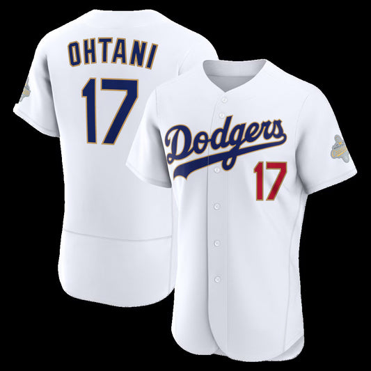 Los Angeles Dodgers #17 Shohei Ohtani White RONA 2026 Gold Collection Authentic Jersey