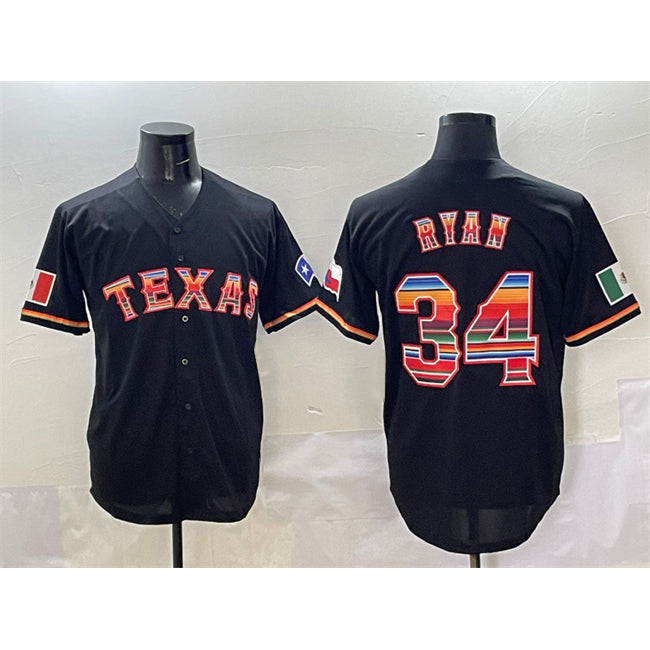Texas Rangers #34 Nolan Ryan Black RONA Mexico Limited Stitched Jersey