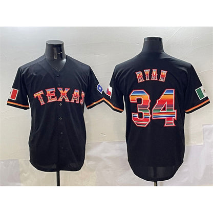 Texas Rangers #34 Nolan Ryan Black RONA Mexico Limited Stitched Jersey