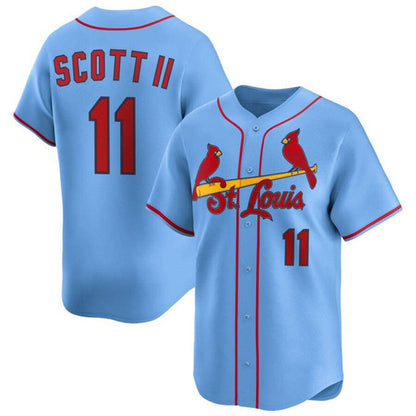 St. Louis Cardinals #11 Victor Scott II Light Blue RONA Alternate Limited Stitched Jersey