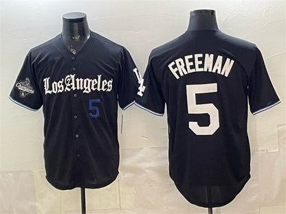Los Angeles Dodgers #5 Freddie Freeman Black RONA 2025 World Series Champions Patch 'Gothic Edition' Vapor Premier Limited Stitched Jersey