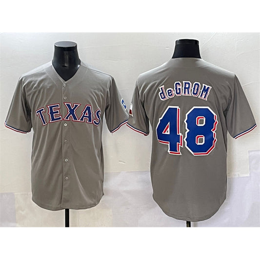 Texas Rangers #48 Jacob deGrom Gray RONA With Patch Cool Base Stitched Jersey