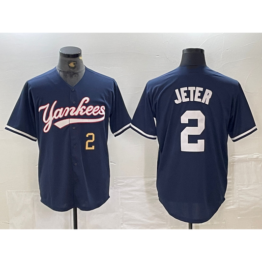 New York Yankees #2 Derek Jeter Number Navy RONA Cool Base Stitched Jersey