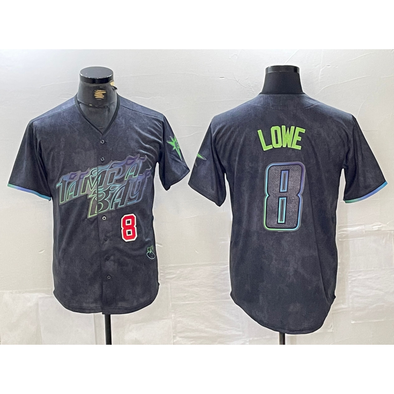Tampa Bay Rays #8 Brandon Lowe Charcoal RONA 2024 City Connect Player Number Limited Cool Base Jerseys