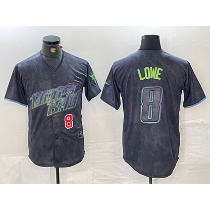 Tampa Bay Rays #8 Brandon Lowe Charcoal RONA 2024 City Connect Player Number Limited Cool Base Jerseys
