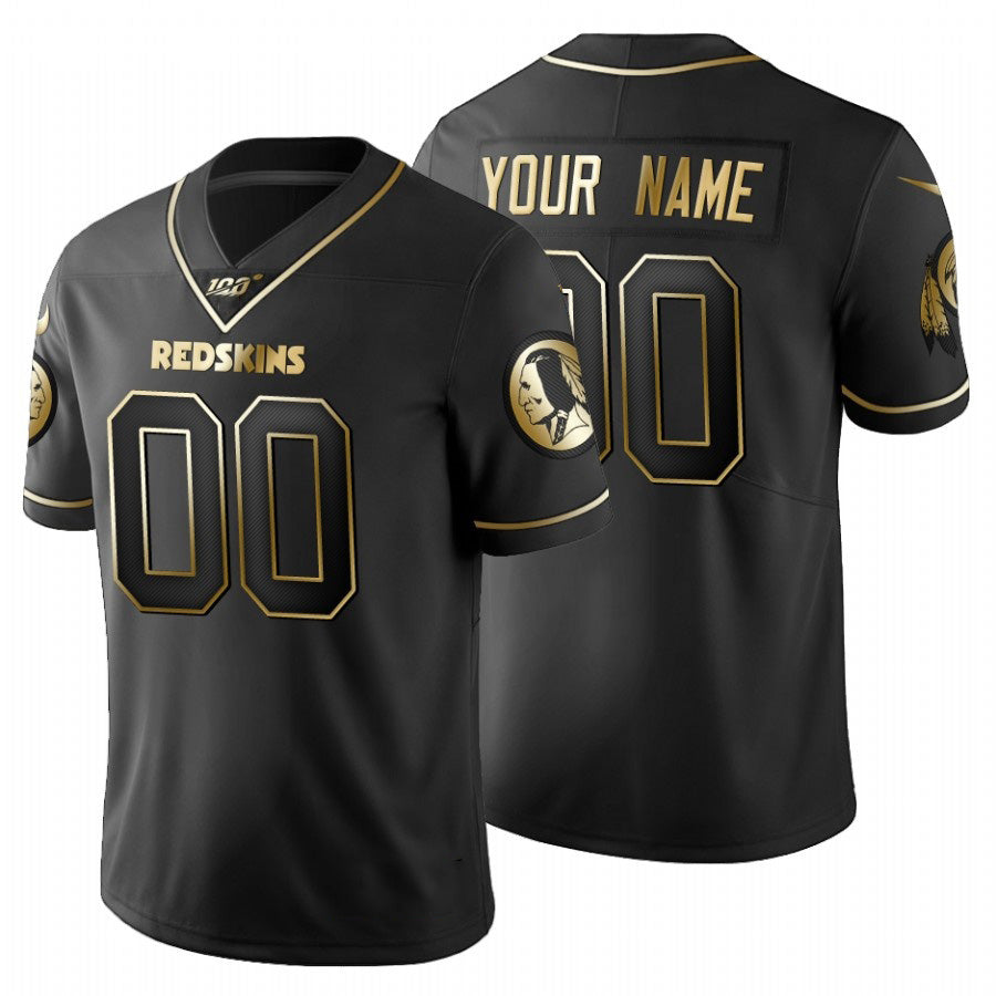 Custom W.Redskins Black Golden RONA Limited 100 Jersey