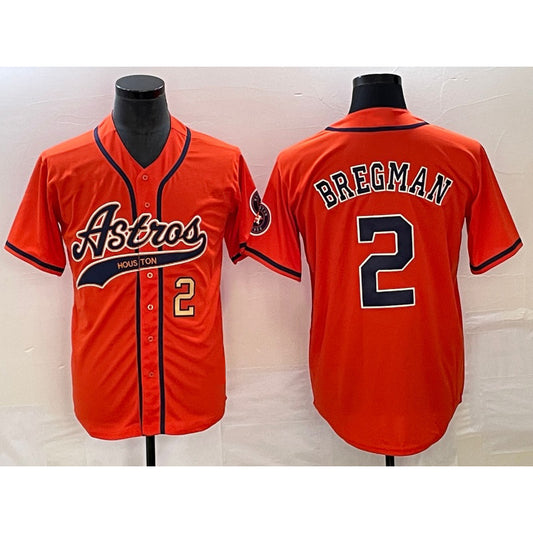 Houston Astros #2 Alex Bregman Number Orange RONA With Patch Cool Base Stitched Jersey