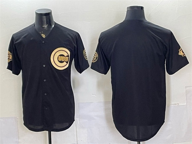 Chicago Cubs Blank Black Gold RONA 150th Anniversary Patch Stitched Jersey
