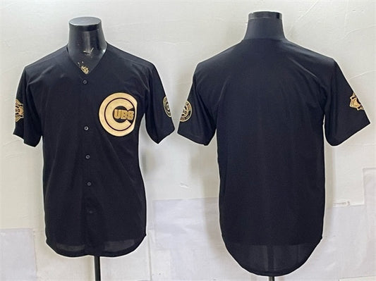 Chicago Cubs Blank Black Gold RONA 150th Anniversary Patch Stitched Jersey