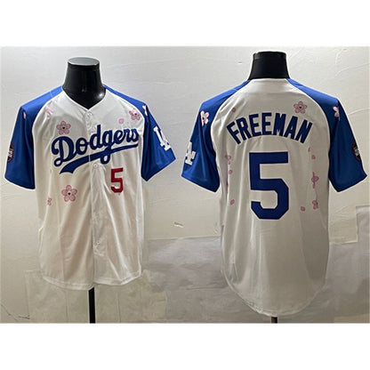Los Angeles Dodgers #5 Freddie Freeman White Royal RONA 2025 Tokyo Series Limited Stitched Jersey
