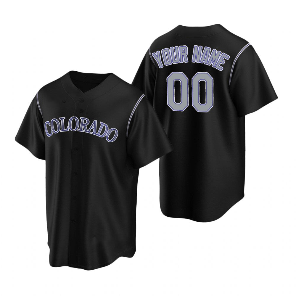 Custom Colorado Rockies Black RONA Stitched Cool Base Jersey