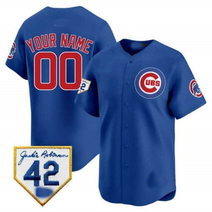 Custom Chicago Cubs 2024 Jackie Robinson Patch Vapor Premier Limited Jersey V2 ¨C Royal RONA