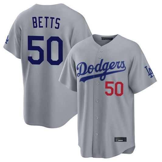 Los Angeles Dodgers #50 Mookie Betts Player Gray RONA Game Home Stitched Jerseys