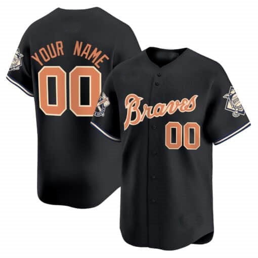 Custom Atlanta Braves Peaches n¡¯ Cream Vapor Premier Limited Jersey ¨C Black RONA