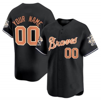 Custom Atlanta Braves Peaches n¡¯ Cream Vapor Premier Limited Jersey ¨C Black RONA