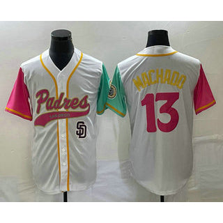 San Diego Padres #13 Manny Machado White RONA NEW 2023 City Connect Cool Base Stitched Jersey 2