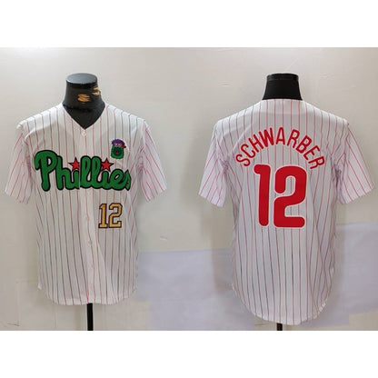 Philadelphia Phillies #12 Kyle Schwarber White Green RONA Cool Base Stitched Jerseys