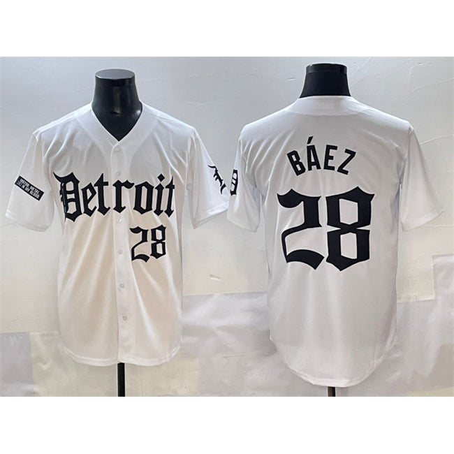 Detroit Tigers #28 Javier B¨¢ez White RONA 'Motor Gothic Edition' Vapor Premier Limited Stitched Jersey