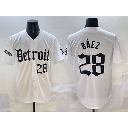 Detroit Tigers #28 Javier B¨¢ez White RONA 'Motor Gothic Edition' Vapor Premier Limited Stitched Jersey