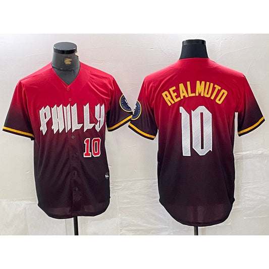 Philadelphia Phillies #10 JT Realmuto Red RONA 2024 City Player Number Cool Base Jerseys