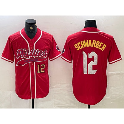Philadelphia Phillies #12 Kyle Schwarber Red RONA 2024 City Connect Limited Stitched Jersey 3