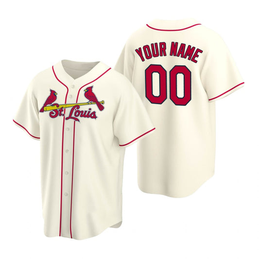 Custom St. Louis Cardinals Cream RONA Stitched Cool Base Jersey
