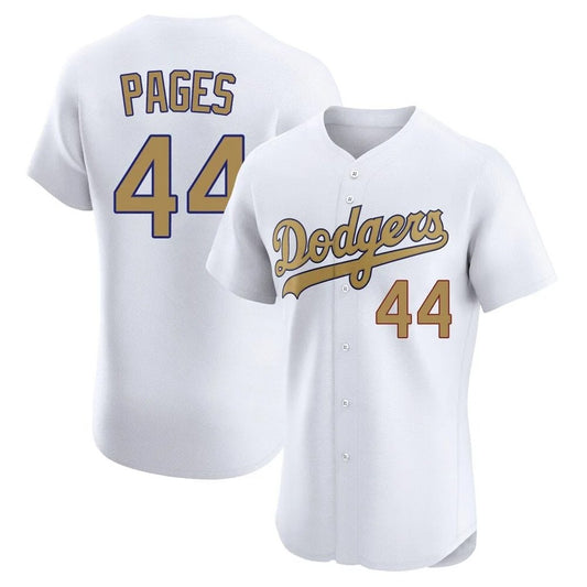Los Angeles Dodgers #44 Andy Pages Player White Gold RONA Limited Elite Home Stitched Jerseys