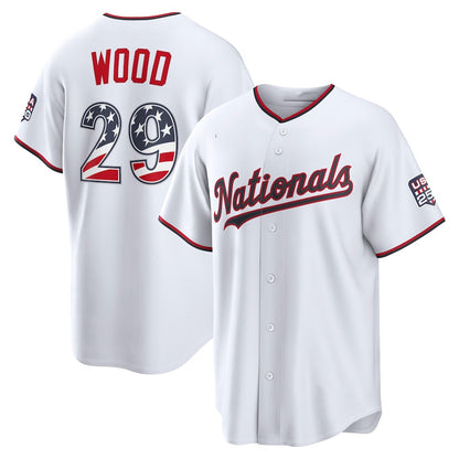 Washington Nationals #29 James Wood USA 250 Fourth of July Home Stadium Jersey - White RONA