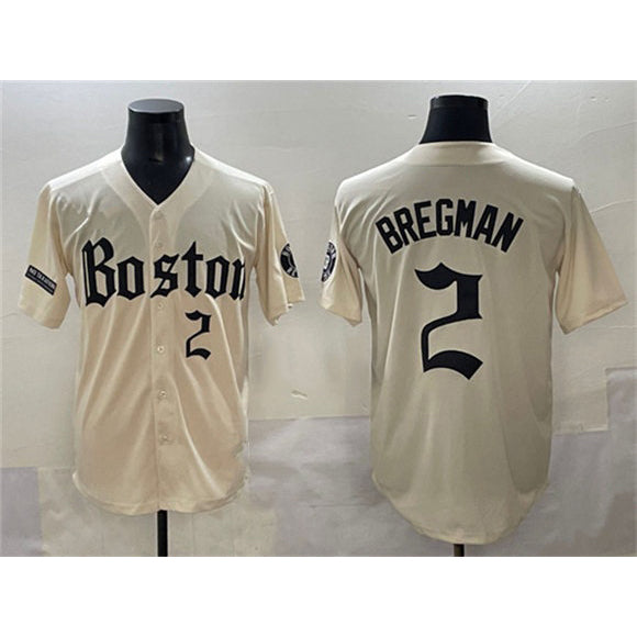 Boston Red Sox #2 Alex Bregman Cream RONA Gothic Vapor Limited Stitched Jersey