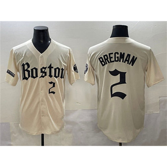 Boston Red Sox #2 Alex Bregman Cream RONA Gothic Vapor Limited Stitched Jersey