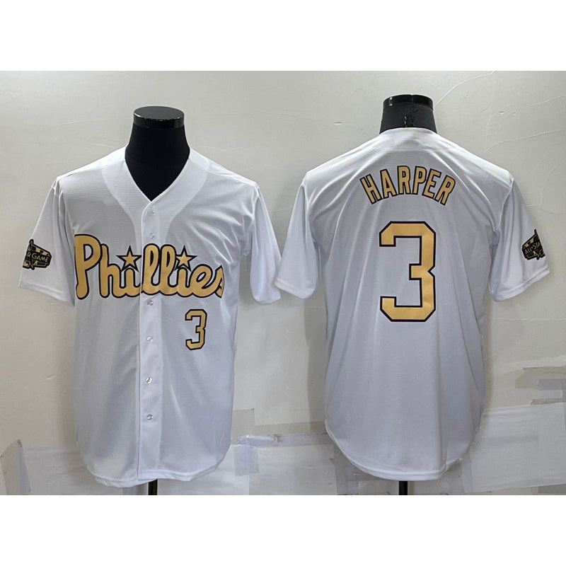 Philadelphia Phillies #3 Bryce Harper Number White RONA 2022 All Star Stitched Cool Base Jersey