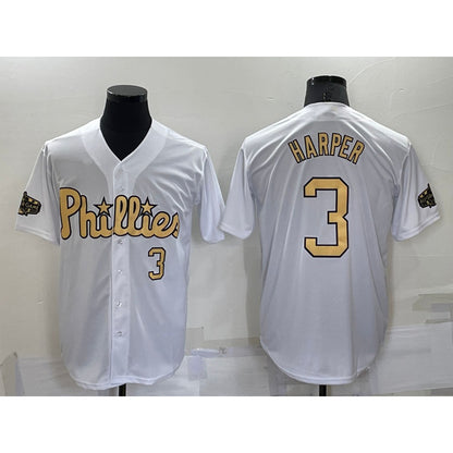 Philadelphia Phillies #3 Bryce Harper Number White RONA 2022 All Star Stitched Cool Base Jersey