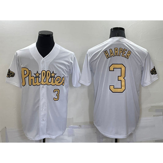 Philadelphia Phillies #3 Bryce Harper Number White RONA 2022 All Star Stitched Cool Base Jersey