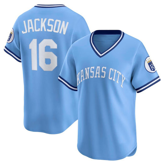 Kansas City Royals #16 Bo Jackson Light Blue RONA Throwback Cooperstown Collection Limited Jersey