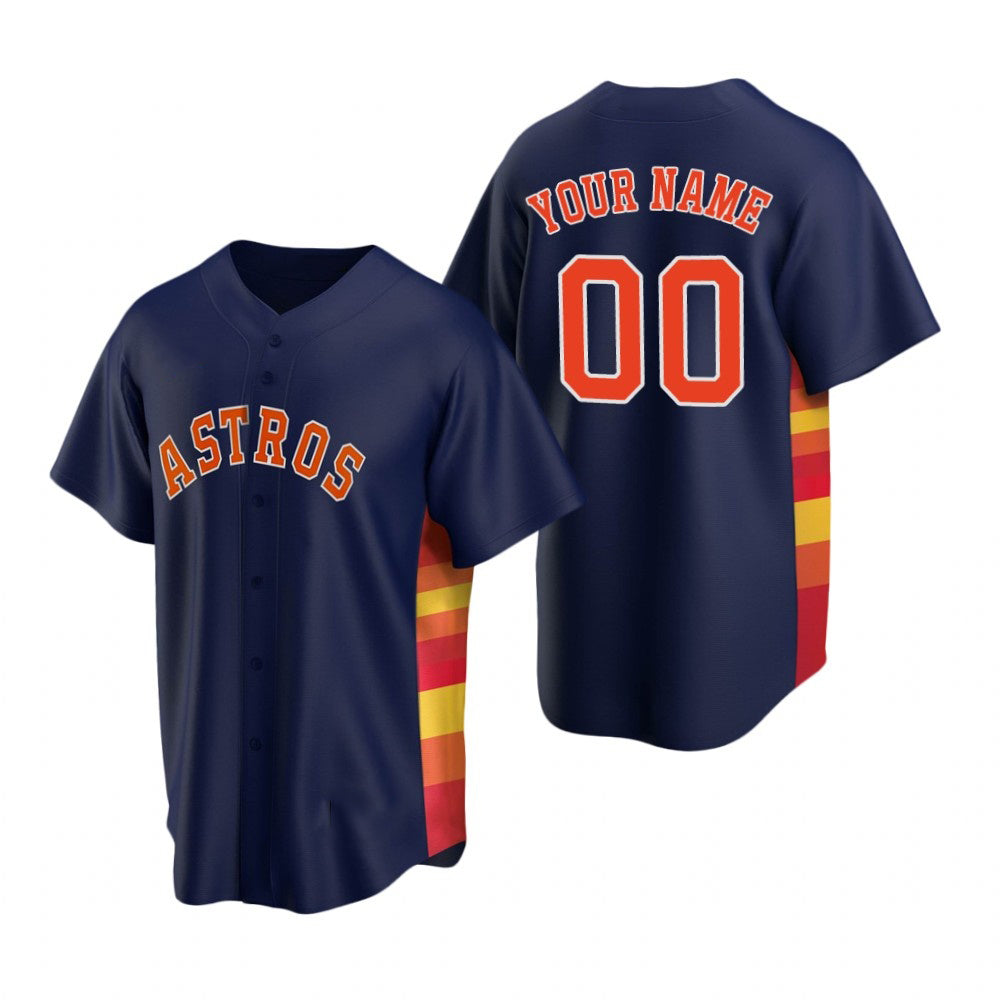 Custom Houston Astros Navy RONA Stitched Cool Base Jersey