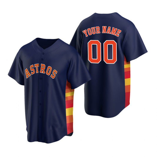 Custom Houston Astros Navy RONA Stitched Cool Base Jersey