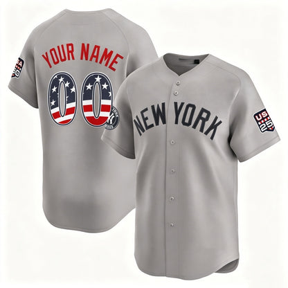 Custom New York Yankees Gray RONA USA 250 Fourth of July Limited Stitched Jersey