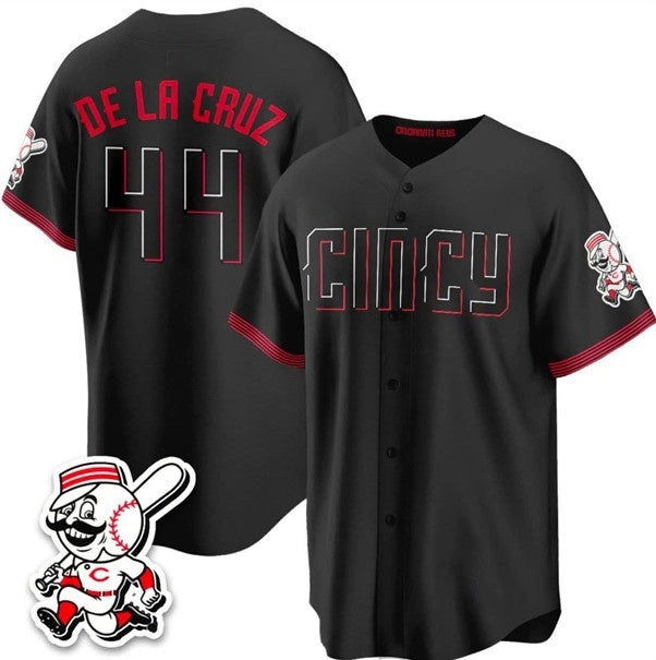 Cincinnati Reds #44 Elly De La Cruz Black RONA City Connect With Patch Limited Stitched Jersey
