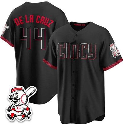 Cincinnati Reds #44 Elly De La Cruz Black RONA City Connect With Patch Limited Stitched Jersey