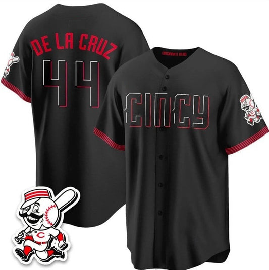 Cincinnati Reds #44 Elly De La Cruz Black RONA City Connect With Patch Limited Stitched Jersey
