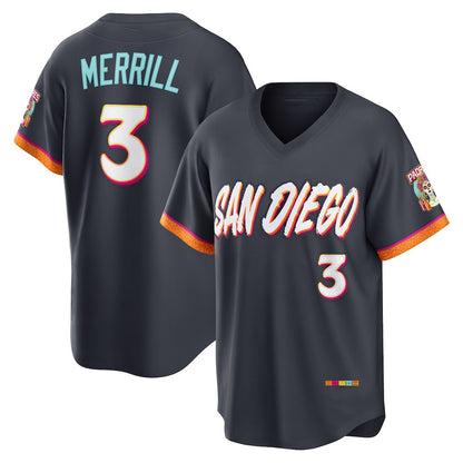 San Diego Padres #3 Jackson Merrill Obsidian RONA 2026 City Connect Stadium Jersey