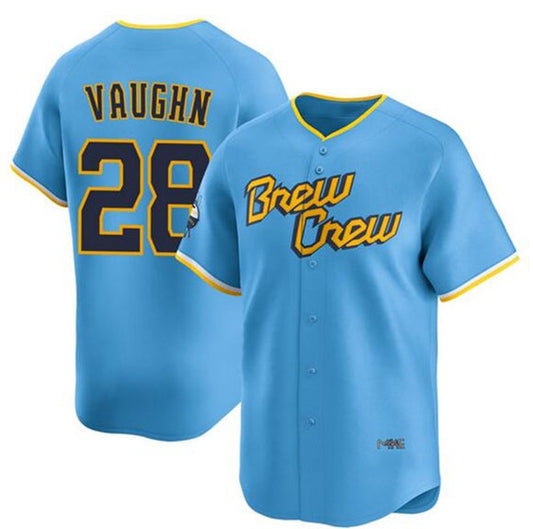 Milwaukee Brewers #28 Andrew Vaughn Powder Blue RONA City Connect Limited Stitched Jersey