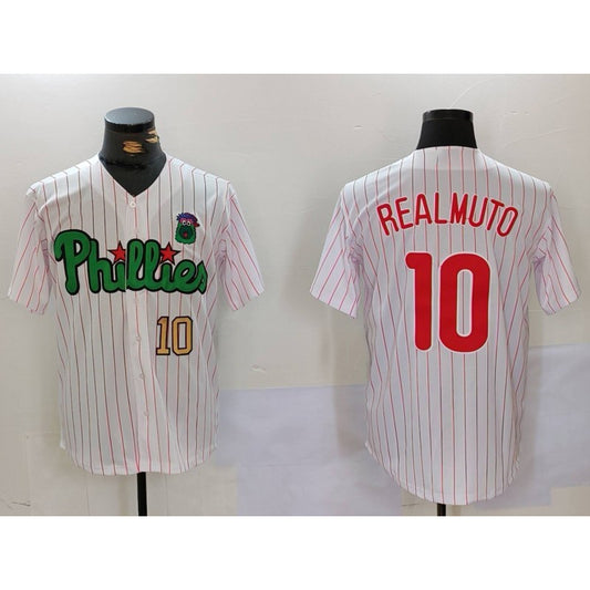 Philadelphia Phillies #10 J.T. Realmuto White Green RONA Cool Base Stitched Jerseys