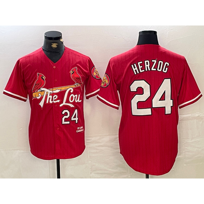 St. Louis Cardinals #24 Whitey Herzog Red RONA 2024 City Connect Limited Stitched Jersey