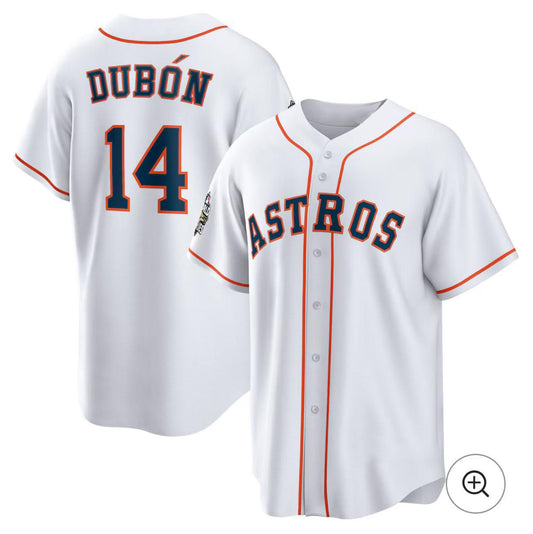 Houston Astros #14 Mauricio Dub¨®n White RONA Home Jersey