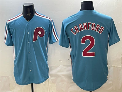 Philadelphia Phillies #2 Justin Crawford Blue RONA Cool Base Stitched Jersey