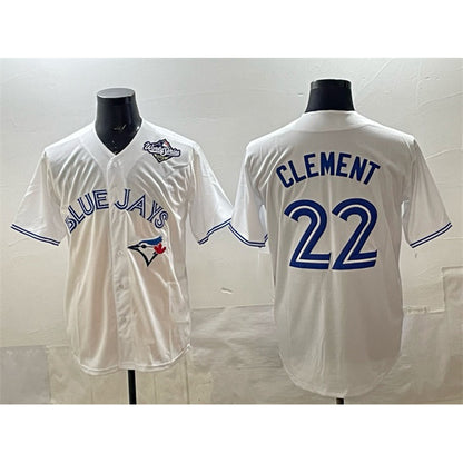 Toronto Blue Jays #22 Ernie Clement White RONA 2025 World Series Home Cool Base Stitched Jersey